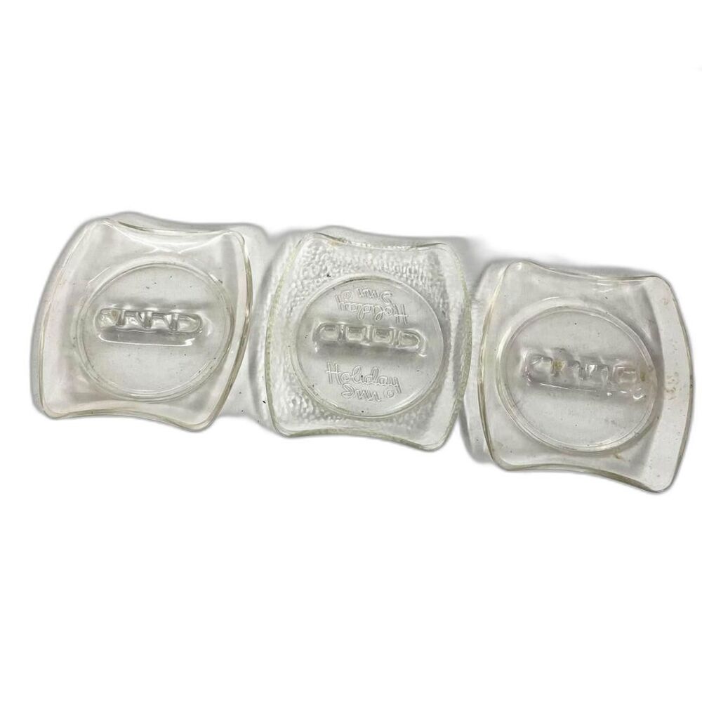 VINTAGE SET OF 3 CLEAR GLASS Ash Trays - One Holiday Inn Ashtray ADVERTISING